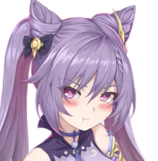 ⚡️ Keqing Genshin Impact Keqing, Genshin Impact, Anime, Videospiel, lila Haare, Katzenohren whatsapp sticker