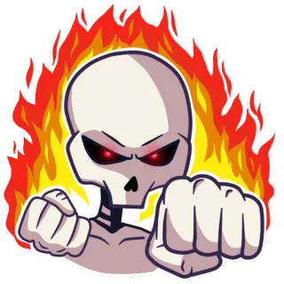 😡 scheletro, fiamme, cartone animato, adesivo, aggressivo, arrabbiato telegram sticker