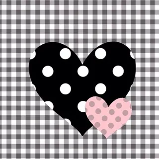 💜 cuore, cuori, amore, motivo, carino, pois, rosa, nero whatsapp sticker