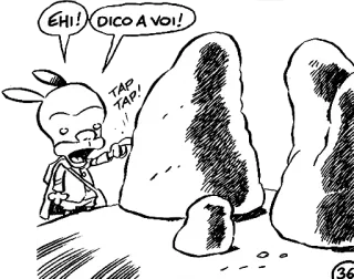 🤷‍♂️ EHI! DICO A VOI! dibujos animados, italiano, bocadillo de diálogo, apuntando, rocas telegram sticker