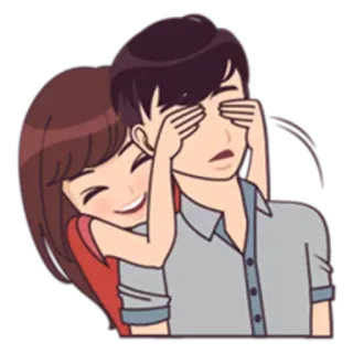 🙈 Paar, Liebe, Umarmung, Cartoon, Romantik, Zuneigung whatsapp sticker