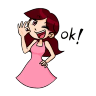 👌 ok! ok, girl, cute, cartoon, approval, positive, gesture telegram sticker