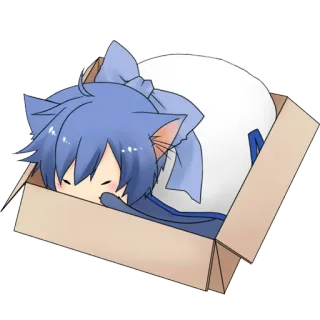 😪 mèo, hộp, anime, dễ thương, kawaii, động vật, nhãn dán telegram sticker