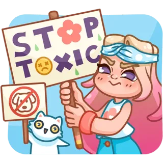 ⛔️ STOP TOXIC protest, toksyczny, dziewczyna, kot, znak telegram sticker