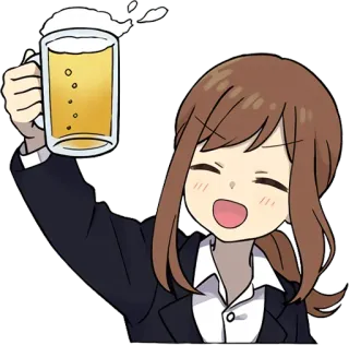 🍺 женщина, пиво, тост, за здоровье, пьём, праздник, веселье, счастливый telegram sticker