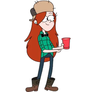 🍵 Wendy Corduroy Gravity Falls เวนดี้, gravity falls, การ์ตูน, เด็กผู้หญิง, หมวก, คนตัดไม้, ผมแดง telegram sticker