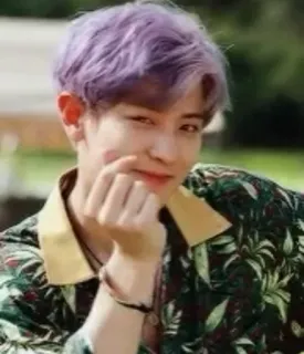 🌙 retrato, homem, k-pop, cabelo roxo, piscando, bonito telegram sticker