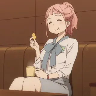 💵 Anime, Mädchen, Essen, lächelnd, Café, Freizeit telegram sticker
