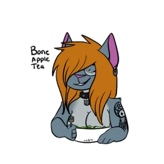 🥗 Bone Apple Tea eten, salade, kat, antropomorf, humor, woordspeling telegram sticker