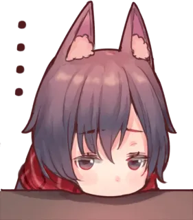 😞 Аниме, Девушка-кошка, Милый, Чиби, Эмо, Мультфильм whatsapp sticker