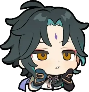🤨 Xiao Genshin Impact anime, game, chibi, cute, emo, xiao, genshin impact telegram sticker