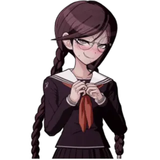 😏 Toko Fukawa Danganronpa anime, ragazza, sorriso, occhiali, danganronpa, toko fukawa telegram sticker