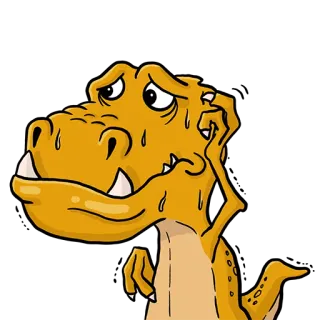 😞 Dinosaurier, Cartoon, schwitzend, gestresst, verwirrt, denkend whatsapp sticker