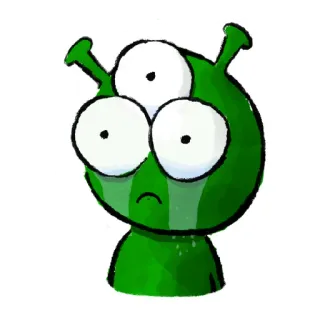 👽 Alien, Dessin animé, Trois yeux, Vert, Autocollant, Mignon telegram sticker