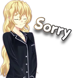 😞 Sorry desculpa, sinto muito, feminino, pijama, estilo anime telegram sticker