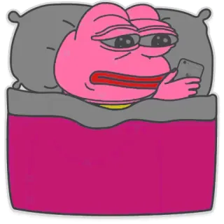 😴 Pepe the Frog Pepe, o Sapo, Meme, Cultura da Internet, Dormindo, Cama, Telefone telegram sticker