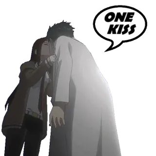 😘 ONE KISS beijo, amor, romance, casal, carinho, anime, desenho animado telegram sticker