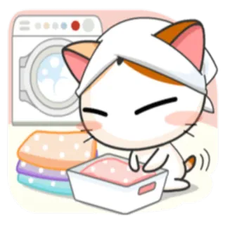 🗑 gato, lavanderia, máquina de lavar, fofo, animal, desenho animado telegram sticker