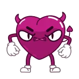 😈 coeur, diable, en colère, dessin animé, personnage, mignon, démon telegram sticker