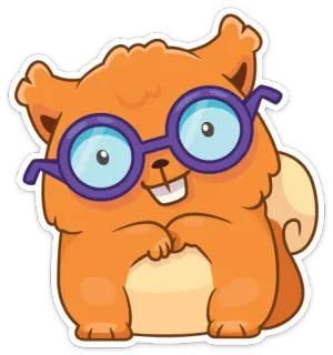 👓 다람쥐, 안경, 괴짜, 동물, 만화, 귀여운, 스티커 telegram sticker