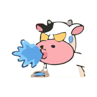 😲 krowa, kreskówka, naklejka, zwierzę, słodki telegram sticker