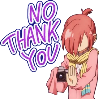 ❌ NO THANK YOU Anime, Manga, Charakter, Kamera, Nein Danke whatsapp sticker