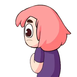 😕 Cartoon, Personage, Roze haar, Animatie, Sticker telegram sticker