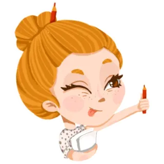😋 dessin animé, fille, artiste, crayon, étudiant whatsapp sticker