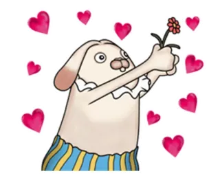 ❤ кролик, животное, сердечки, цветок, мультфильм, милый, любовь telegram sticker