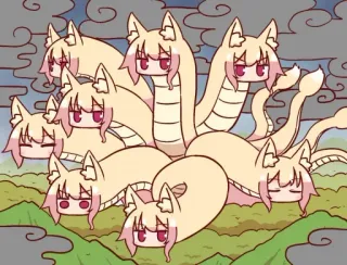 🐉 Anime, Dessin animé, Monstre, Hydre, Mignon telegram sticker