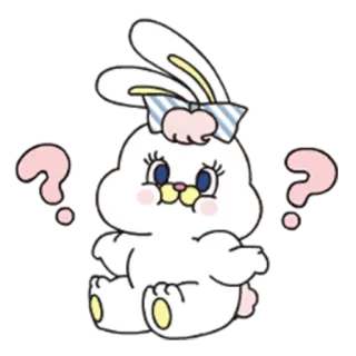 🤨 kelinci, kartun, imut, tanda tanya, pertanyaan telegram sticker