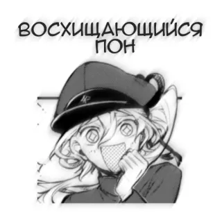 🖤 восхищающийся ПОН アニメ, マンガ, 可愛い, 表情, ロシア語テキスト telegram sticker