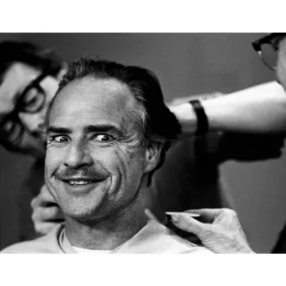 😈 marlon brando, acteur, vieux hollywood, film classique, célébrité, noir et blanc, vintage whatsapp sticker