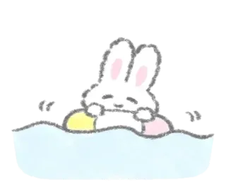 🏢 lapin, natation, piscine, bouée, mignon, dessin animé telegram sticker