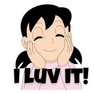 😍 I LUV IT! tình yêu, dễ thương, tích cực, hoạt hình, shizuka minamoto, doraemon whatsapp sticker