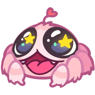 🤩 귀여운, 괴물, 분홍색, 하트, 별, 만화 telegram sticker