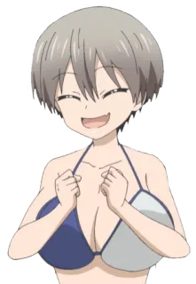 😆 Uzaki Hana Uzaki-chan Wants to Hang Out! Аниме, Девушка, Персонаж, Бикини, Улыбка telegram sticker