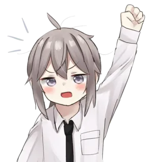 😠 anime, cartoon, raised fist, angry, protest telegram sticker