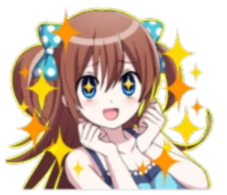 ☺️ Anime, Kreskówka, Uroczy, Dziewczyna, Brokat, Szczęśliwy, Postać telegram sticker