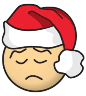 😔 natale, vacanze, assonnato, triste, cappello da babbo natale, emoji telegram sticker