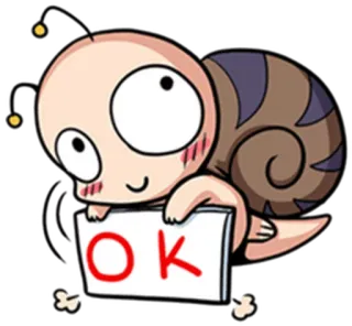 😊 OK siput, ok, imut, kartun, binatang, positif whatsapp sticker