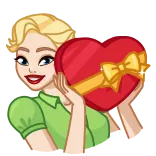 💝 san valentino, cuore, donna, amore, regalo, cartone animato, bionda telegram sticker