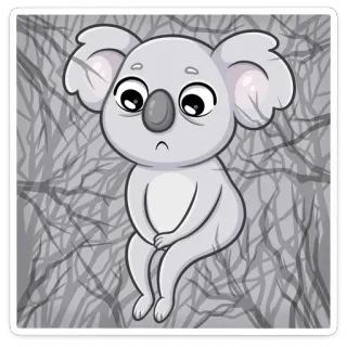 ☹️ Koala, traurig, Tier, Cartoon, süß whatsapp sticker