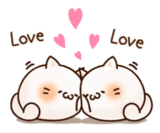 🐱 Love Love кот, любовь, сердце, милый, каваи, животное, мультфильм telegram sticker