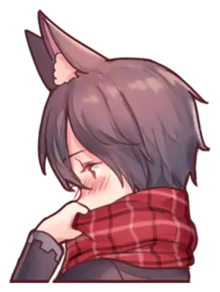 ☹️ anime, wolf, scarf, cute, kawaii, animal ears telegram sticker