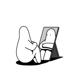🌫 самоанализ, интроспекция, зеркало, абстракция, мультфильм whatsapp sticker