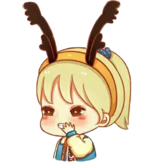 😂 мультфильм, милый, девочка, олень, рога, чиби telegram sticker