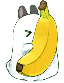 🐰 sticker, banane, cartoon, süß, frucht, tier, weiß whatsapp sticker
