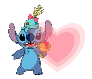 😍 Stitch Lilo & Stitch carino, disney, alieno, cuore, blu telegram sticker