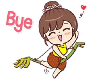 🖐 Bye Dibujo animado, Chica, Saludando, Adiós, Corazón, Lindo telegram sticker